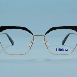 نظارة Lifeline بلو كت نسائية - إطار معدني ذهبي بشريط أسود للحماية من الشاشات