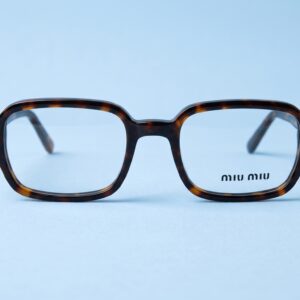 نظارة Miu Miu طبية نسائية - إطار هافان بنقشة التايجر مستطيل بزوايا ناعمة