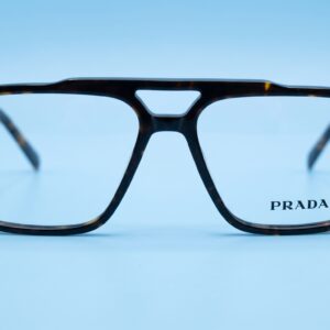نظارة Prada طبية رجالية بتصميم دبل بريدج (Double Bridge) – أسود مع لمسات تايجر