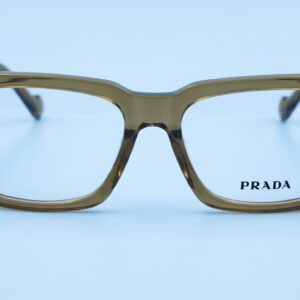 نظارة برادا (Prada) طبية – إطار مستطيل شفاف بني رمادي